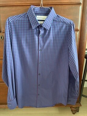 Mizzen+Main Blue and Purple Gingham Leeward Performance Dress Shirt - Trim Fit